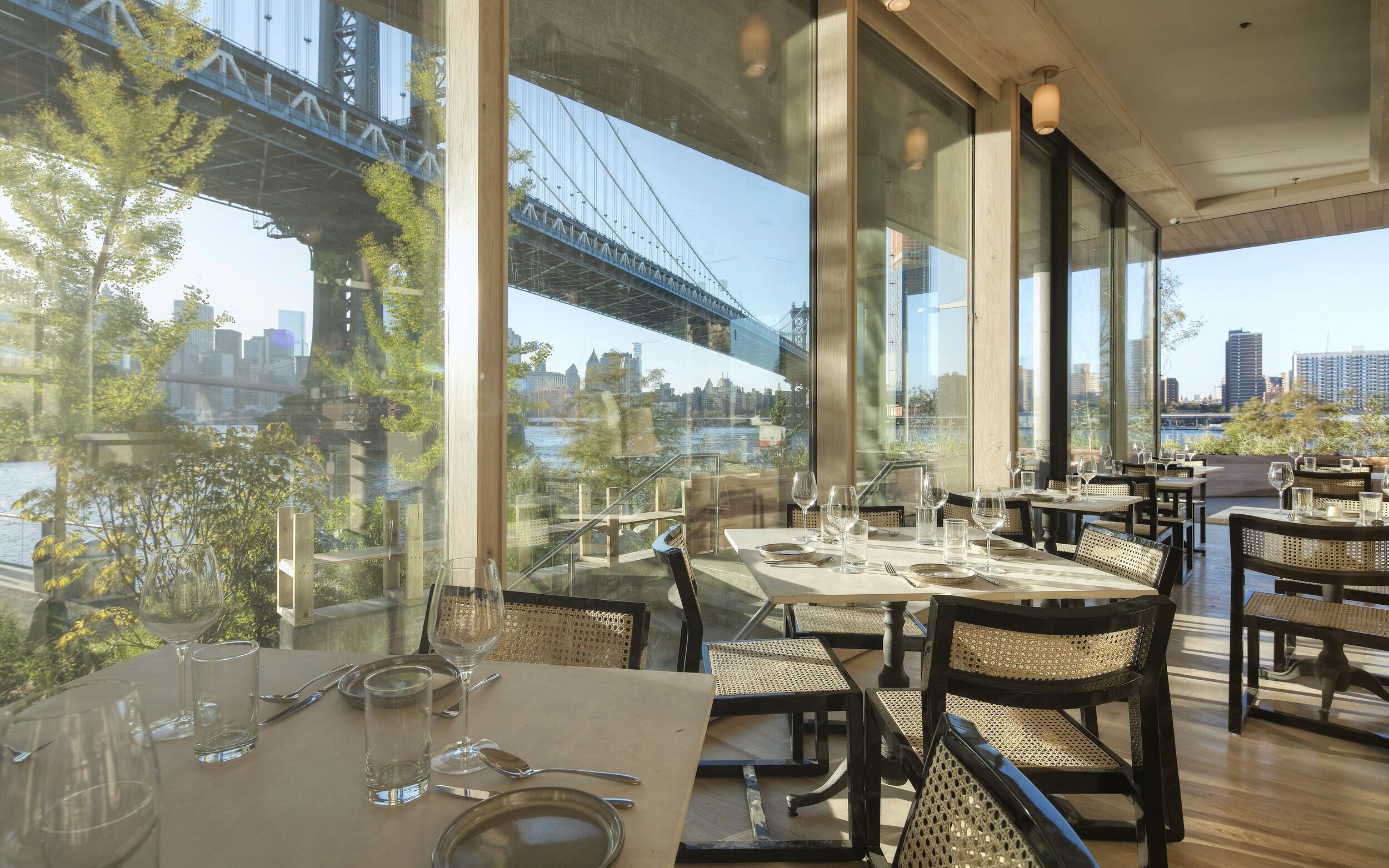 This Waterfront Restaurant in Dumbo, Brooklyn, Boasts Unparalleled Views of the Manhattan Cityscape